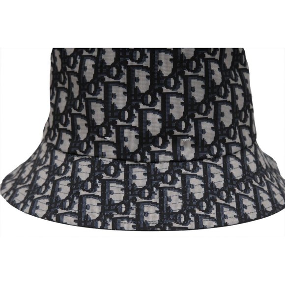 Dior Women Oblique Reversible Teddy-D Brim Bucket Hat Grey Blue Logo Cap Size 58 main image 8